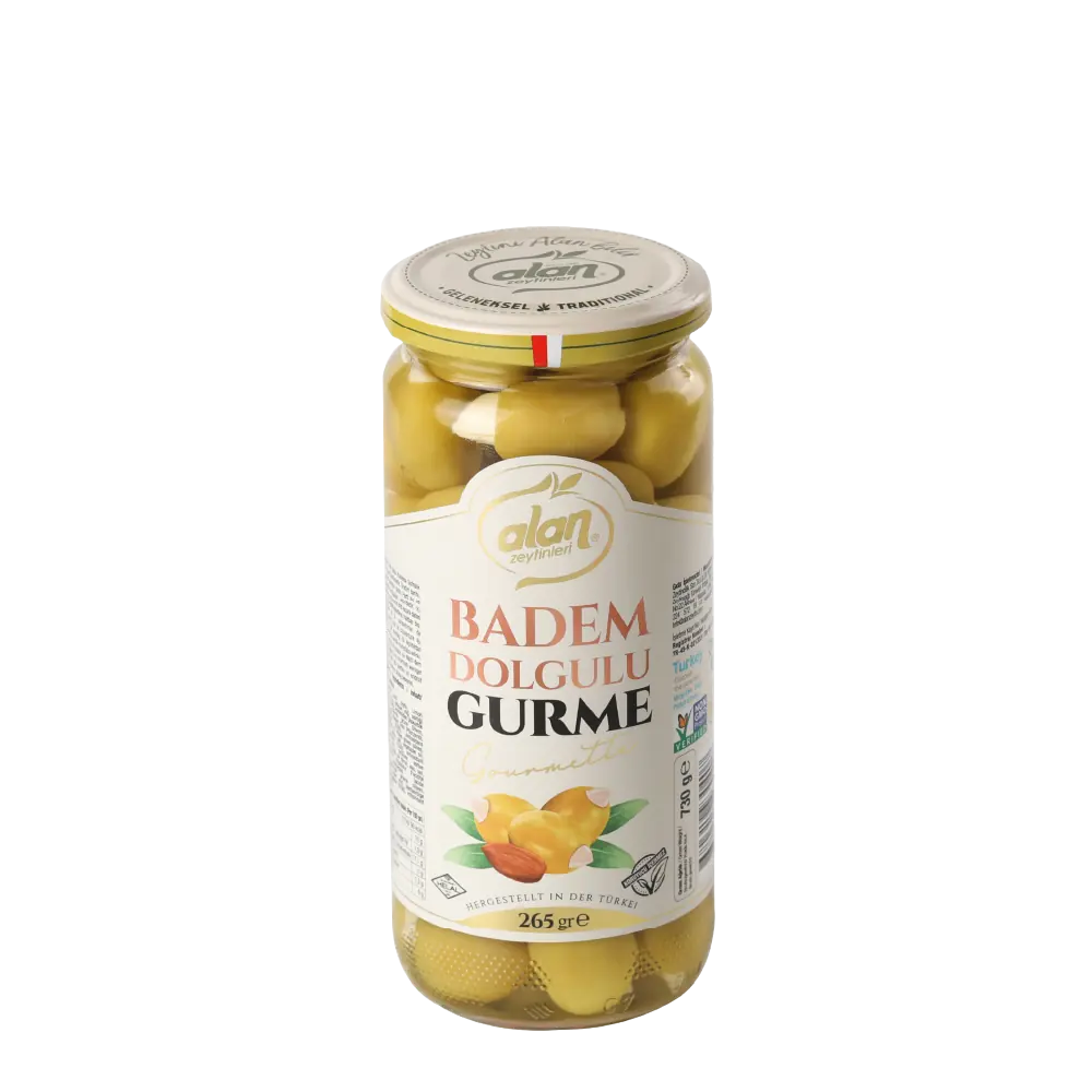 Grüne Oliven mit Mandelkern 265 g – Knackig, Nussig & Naturbelassen | Gourmet im Glas