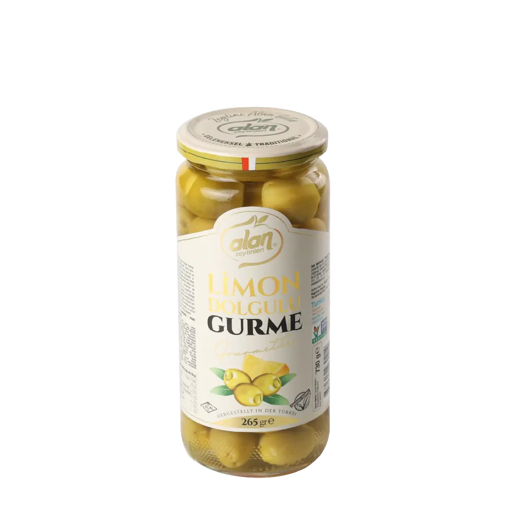 Grüne Oliven mit Zitronenfüllung 265 g – Frisch, Aromatisch & Naturbelassen | Gourmet