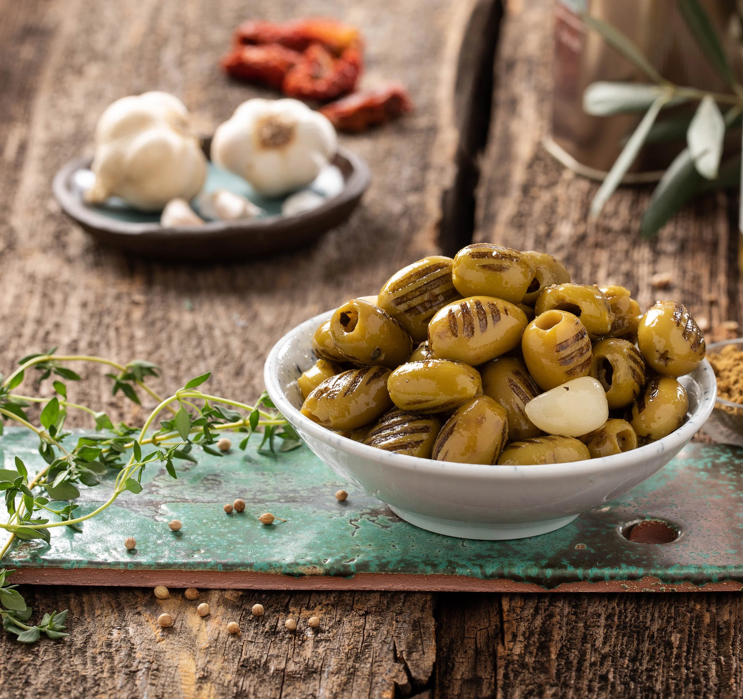 Gegrillte Grüne Oliven (entsteint) – Gurmet-Olivensalat 450 g