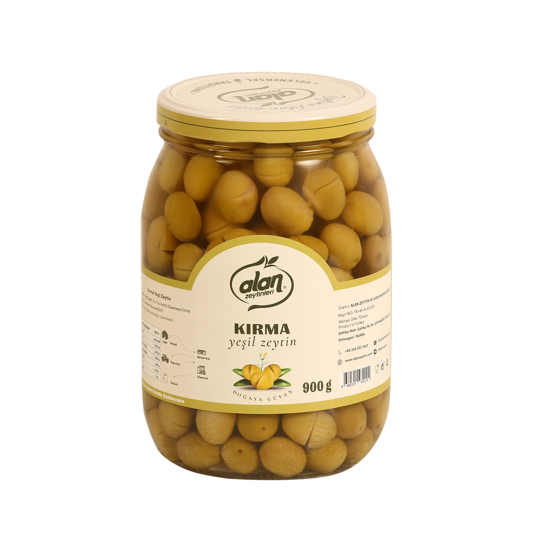 Kırma Grüne Oliven – Anatolische Knackoliven 181–230 KB 900 g