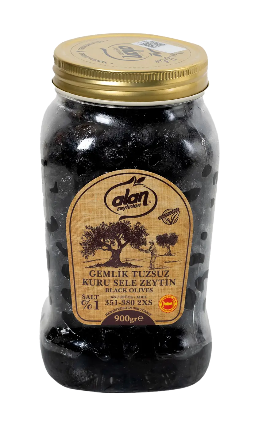 Gemlik Schwarze Oliven Trocken Gesalzen 900 g – Az Tuzlu, Intensiv & Naturbelassen