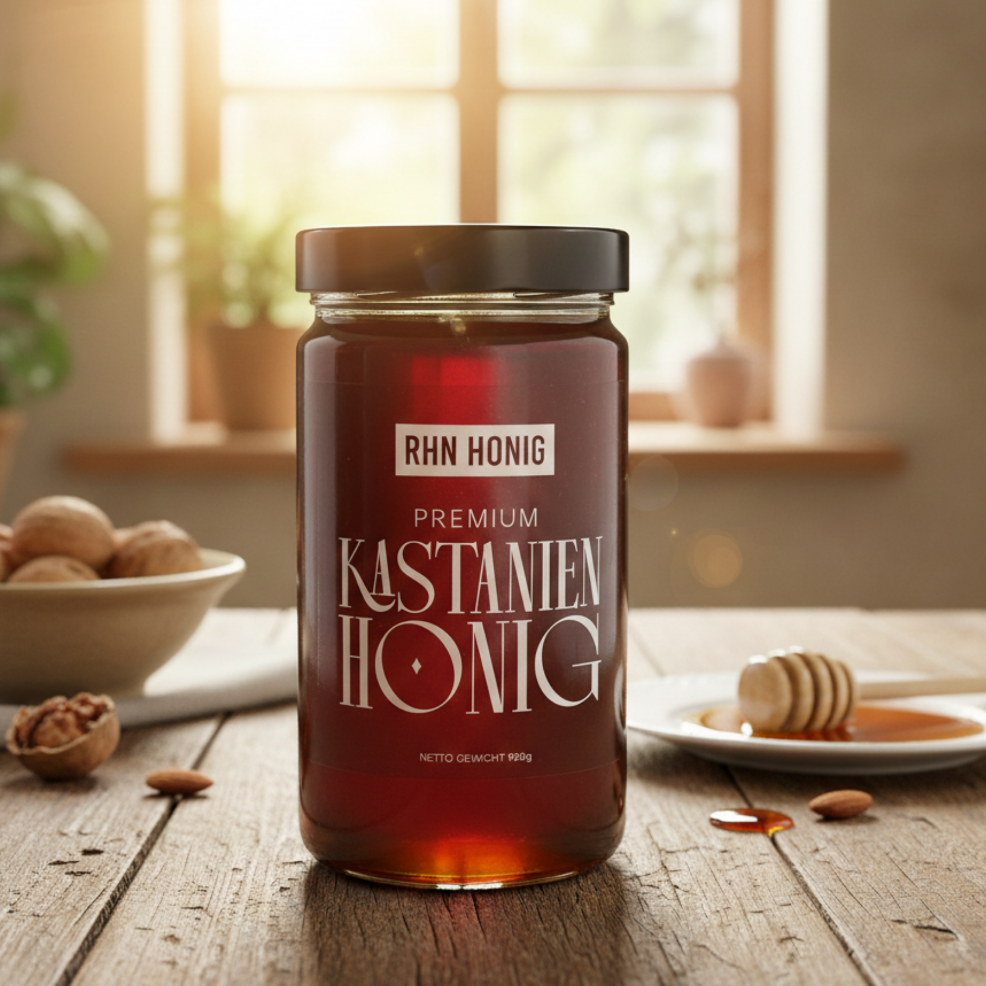 Premium Kastanienhonig 920g Glas RHN Honig